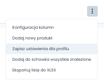 Zapis ustawień dla profilu