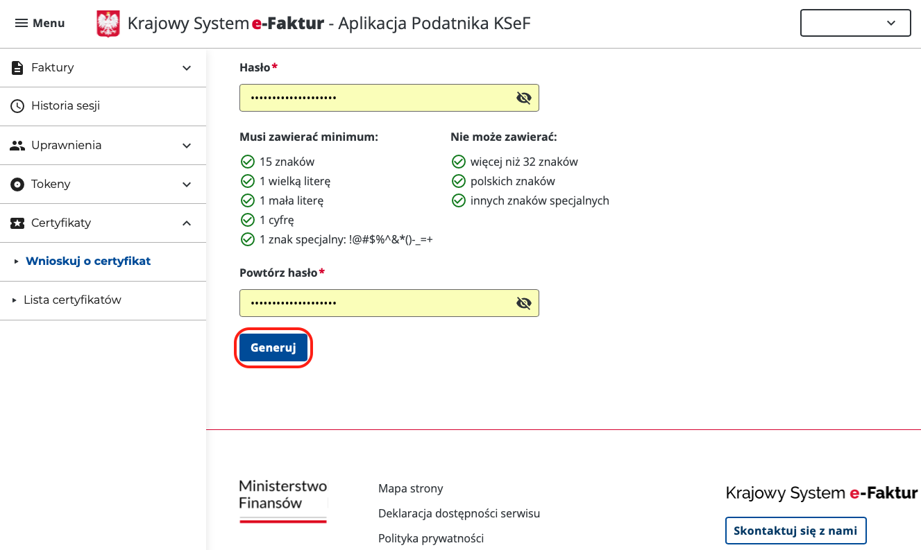 Wniosek o certyfikat (cz. 2)