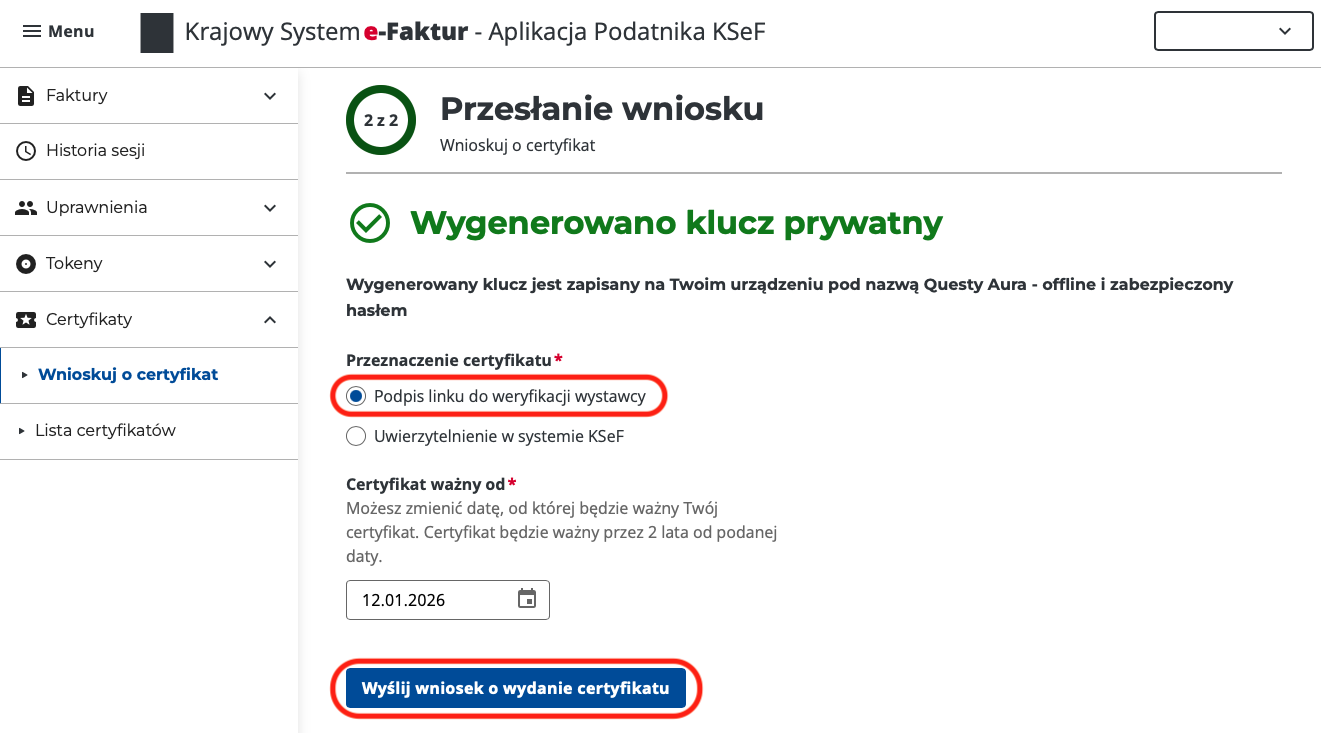 Typ certyfikatu