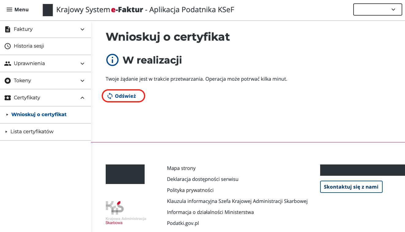 Generowanie certyfikatu